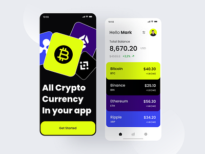 Crypto Mobile App app app design banking app bitcoin blockchain crypto cryptocurrency ethereum fintech mobile mobile app ui