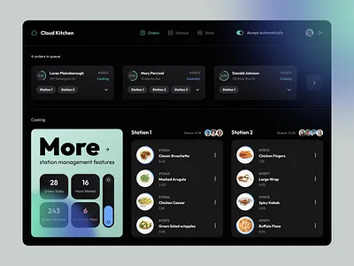 Cloud Kitchen: Kitchen interface cloud kitchen cloud kitchen interface cloud station dashboard design food station ghost kitchen kitchen interface order point of sale pos station terminal