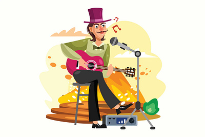 Acoustic Guitar Player Vector Illustration classic