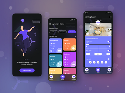 Smart home IoT application. animation app application branding design galaxy graphic design halolab icon illustration iot logo mobile app smart smart home ui ui8 ux vector