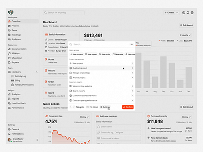 Command Menu · Koala UI command menu command palette dashboard dialog modal product design quick actions saas saas design saas product ui design