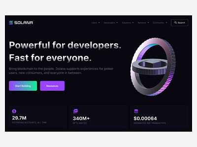 Solana Hero Section (Redesign) 3d 3d model animation blockchain crypto design graphic design hero hero section redesign solana ui ui design web web design web3 website