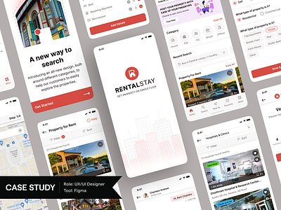 RentalStay Case Study app design branding case study design figma logo design mobile app property typography ui design user flow user research