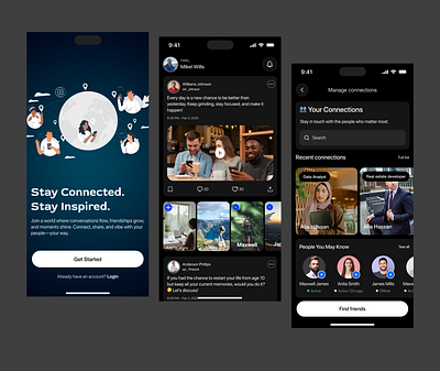 Social Networking App andriod app design connections dating app design figma design interface ios media app mobile app mobile application mobileapp networking app product design social media social media app social networking ui uiux ux