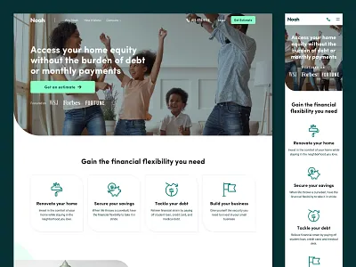Noah Homepage branding clean conversion rate design digital home equity homepage illustration product design ui uiux usa users ux web page website website design