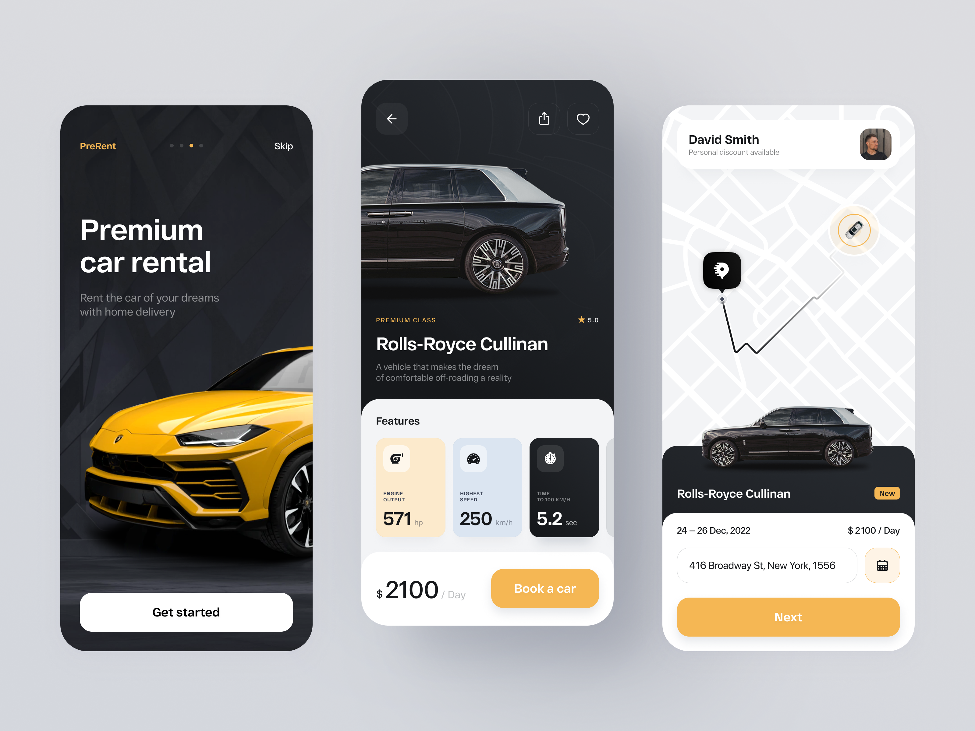 Example of Car Rental App Design Concept