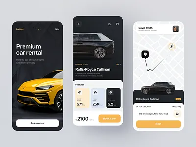 Car Rental App Concept app app design booking app booking car car car rent car rent service concept driver interface luxury car rent mobile ui rent rent a car rental app rental company transport ui ui visual design ux