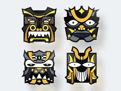 Totem Explorations faces illustration sticker totem