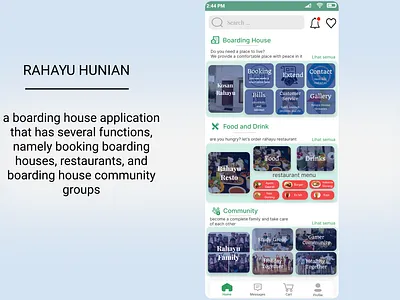 Front Page Rahayu Hunian Apps apartment apps boarding boardinghouse community design e commerce house kos kosan online onlineshop ui uiux ux