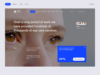 Vigen - Medical Clinic of Ophthalmology care clean clinic creative design doctor doctor appointment health healthcare homepage hospital landing page medical medicine minimal redesign site ui website website design