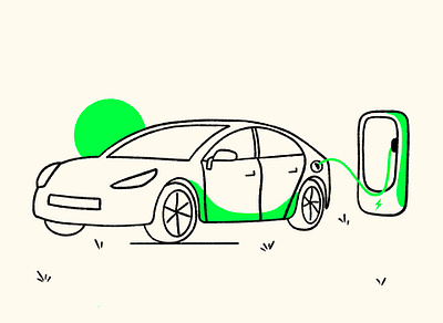 Electric Vehicle art bold branding design digital art freehand digital illustration hand drawn illustration illustration art illustrator line art minimal minimal art minimalistic monochrome procreate ui ui illustration vector web illustration