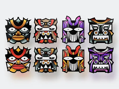 Totem Colour Explorations face gradients illustration totem