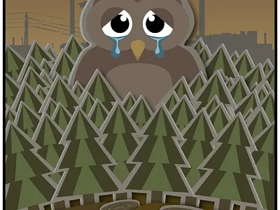 Sad owl design illustration illustrator nature owl vector