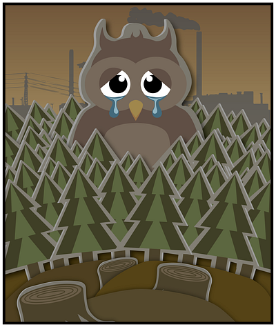 Sad owl design illustration illustrator nature owl vector