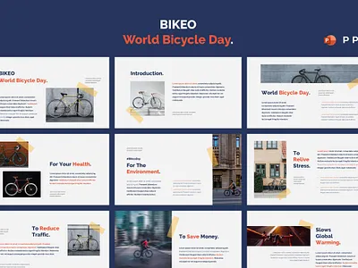 BIKEO - World Bicycle Day Powerpoint Template presentation vehicle