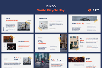 BIKEO - World Bicycle Day Powerpoint Template presentation vehicle