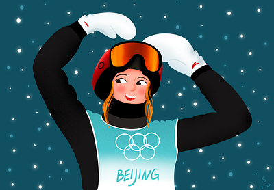 Gu ailing at the 2022 Beijing Winter Olympics branding design illustration painting