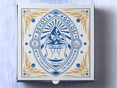 Santa Marghe pizza box #01 blue brand branding illustration pizza