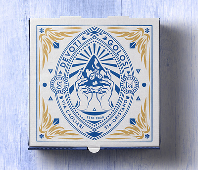 Santa Marghe pizza box #01 blue brand branding illustration pizza