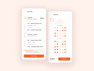 Flight Booking Experience 2 ✈️ app application clean flight flight booking ios mobile plane seat select seat ticket booking ui