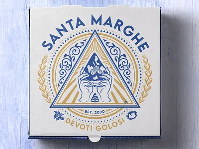 Santa Marghe pizza box #03 blue branding concept design gold illustration logo pizza pizza box pizzeria vector