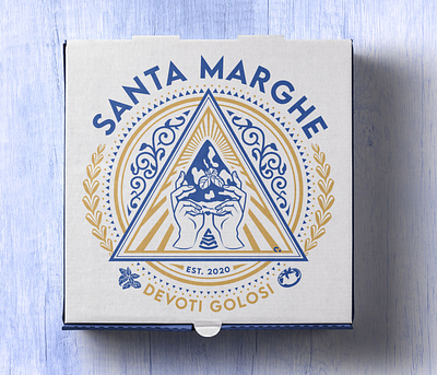 Santa Marghe pizza box #03 blue branding concept design gold illustration logo pizza pizza box pizzeria vector