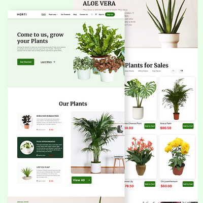 HORTI (A plant website for a Gardener) app branding design figma landingpage plant ui ux website xd