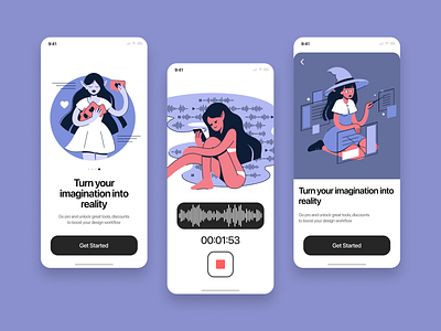 Vega illustrations 🔮 app appdesign application craftwork design illustration ios landing message mobile mockup screens socials ui vector violet voice web website