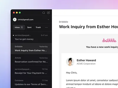 Mail App app apple application black design desktop e mail figma mac macos mail mailbox minimal product simple ui user interface white