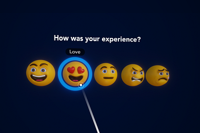 Rate your experience (VR concept) 3d concept emoji feedbak happy like love model oculus quest 2 select ui ux vr