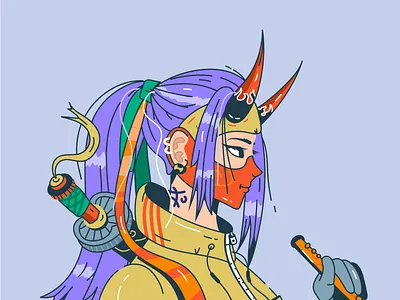 xī wáng mŭ anime art asian character chinese cyberpunk design fantasy female flat futuristic girl illustration japanese korean nft vector woman