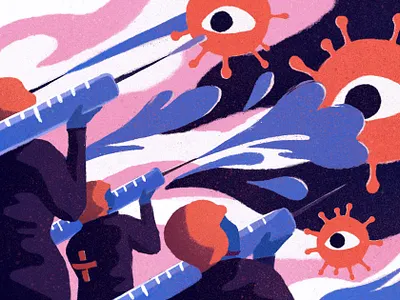 The Front Line artist bold colourful digital editorial illustrated illustration illustrator pandemic procreate retro texture