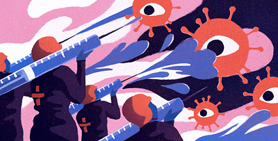 The Front Line artist bold colourful digital editorial illustrated illustration illustrator pandemic procreate retro texture