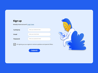 Sign up page UI design graphic design illustration signup typography ui uiux ux vector