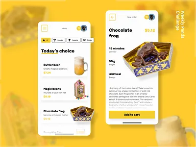 Quidditch menu screen design food food app foodtech harrypotter hogwart magic menu potter quidditch restaurant ui ux weeklypandachallenge