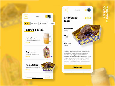 Quidditch menu screen design food food app foodtech harrypotter hogwart magic menu potter quidditch restaurant ui ux weeklypandachallenge