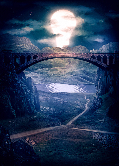 Fantasy Bulb bulb fantasy medieval moon mountain river