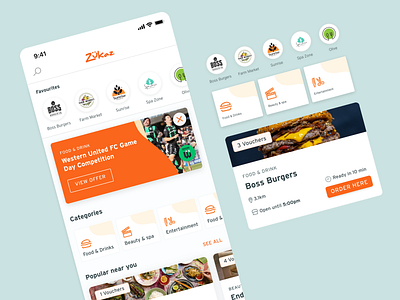 Zukaz AR App app cards clean components design food interface local mobile order react reactnative system ui ux