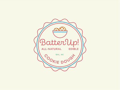 Batter Up! all american all natural badge branding cookie dough food cart greenville gvl south carolina