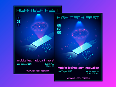 Festival flyer design design digital art flyer flyer desigh future graphic design illustration innovation isometric mobile neon new technology phone poster poster design vector vector illustration