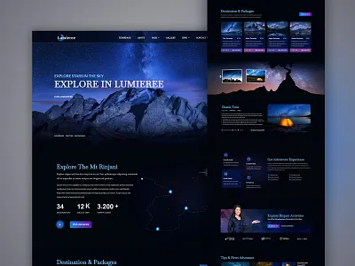 Lumieree - Adventure Travel & Night Camping Elementor Template K adventure business camping destination elementor mountain web tourism travel agency travel web ui website