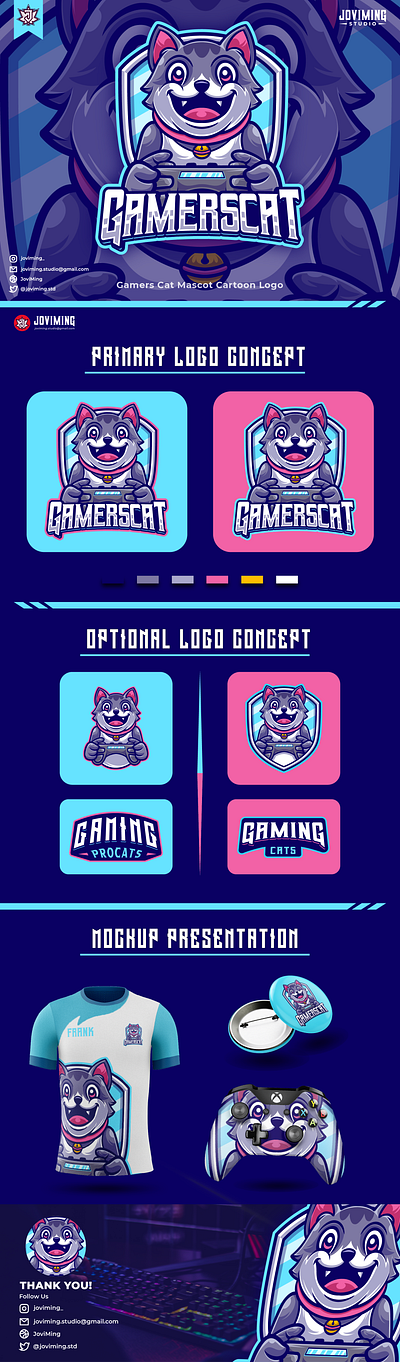 Gamers Cat badge branding cat cute design icon illustration twitch