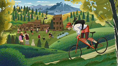 Airbnb - Go Near Guide: Denver airbnb branding colorful design digital illustration editorial editorial illustration green illustration illustrator ui