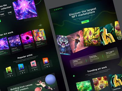 NFT Marketplace Website branding cryptoart dark dark ui ethereum landing landing page minimal nft token ui web web design