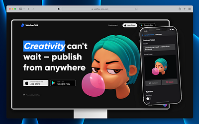 WebflowCMS Landing Page animation cms design landing page mobile motion graphics ui web webflow websites
