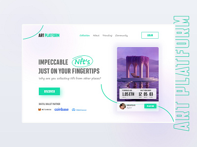 NFT Landing Page Design blockchain clean crypto cryptocurrency digital digital assets marketplace minimal nft ui ux design web