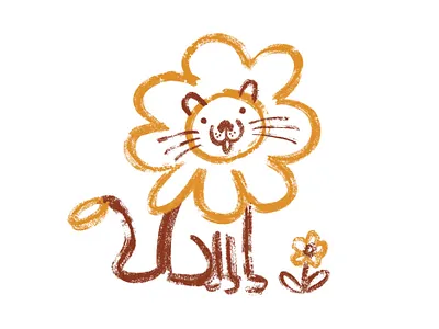 Bleppy Lion With a Flower animal blep children cute flora floral flower illustration kid lion natural nature nursery procreate sketch sweet youth zoo