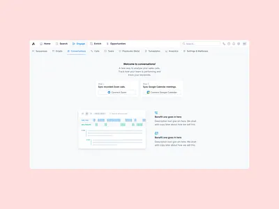 Empty State / New user apollo benefits cards connect connect calendar connect zoom empty state features google calendar hubspot integrate calendar integration integrations outreach salesforce step steps use cases zoom zoominfo