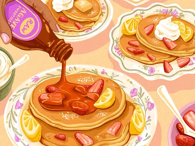 Pancake Feast: Breakfast #2 breakfast digital art digital drawing drawing food hero illustration illustration pancake pancakes procreate