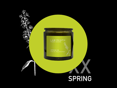 Labyrinth Made Goods | Spring Candle brand design brand identity candle design graphic design nonprofit package design typography